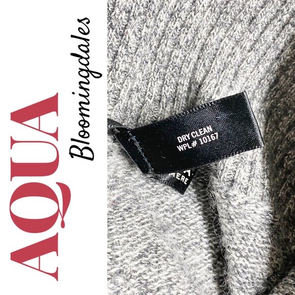 AQUA BLOOMINGDALE'S 100% CASHMERE COWL NECK RELAXED SWEATER GRAY MINIMALIST, SM - Picture 4 of 6